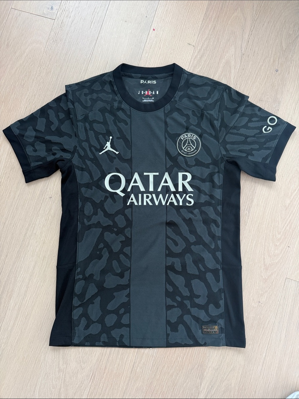 Jordan Paris Saint Germain Soccer Jersey in Black with Gray Accents